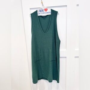Green Knit Sleeveless V-Neck Sweater Dress XL